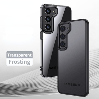 เคสโทรศัพท์มือถือ TPU ใส ผิวด้าน สีดํา สําหรับ Samsung S23 Ultra S23+ S23 S22 Ultra Note 20 Ultra S22 Plus S21 FE