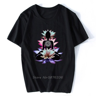 Womens White T-Shirt Zen Buddha Lotus Flower Spiritual Meditation Yoga Men Cotton O-neck Tshirt Hip Hop Tees Street_04