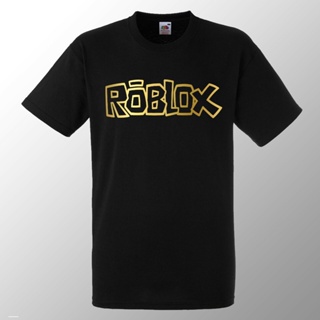 Roblox T-Shirt Gaming Gamer Tee Top Gaming T Shirt Gold Print Teen fashion print T-shirt mens round neck T-shirt e_03