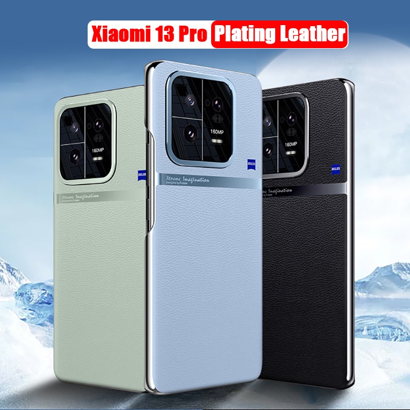 สําหรับ-xiaomi-13-pro-เคสหนังแท้-หรูหรา-เลนส์กล้อง-โลหะ-ชุบ-ป้องกัน-ฝาครอบ-บาง