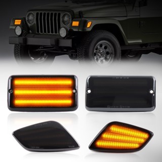 ชุดไฟเลี้ยว LED สีเหลืองอําพัน แบบเปลี่ยน สําหรับ 1997-2006 Jeep Wrangler TJ OEM 4 ชิ้น 55155629Ac