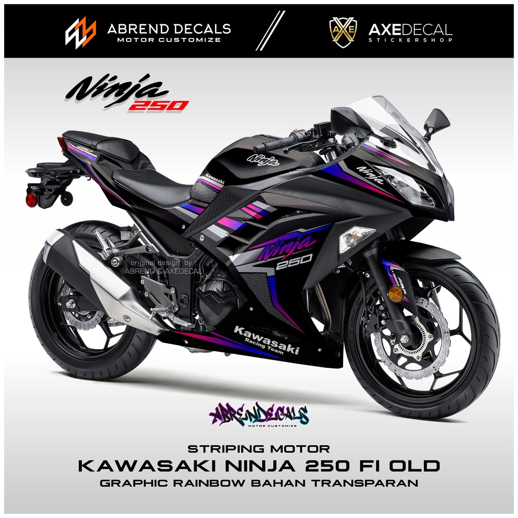 สติกเกอร์ใส-ลายกราฟฟิค-ninja-250-fi-ranbow-racing-kawasaki-ninja-fi-ออกแบบเอง-สําหรับติดตกแต่งรถจักรยานยนต์-พร้อมส่ง