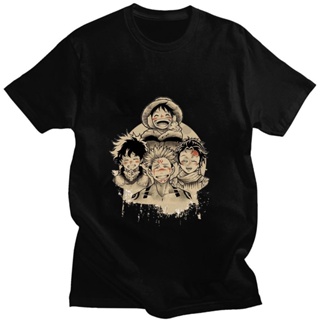 เสื้อยืดแขนสั้นลําลอง ผ้าฝ้าย ทรงหลวม ลายการ์ตูนอนิเมะ One Piece Jujutsu Kaisen My Hero Academia My Hero Academia แ_04