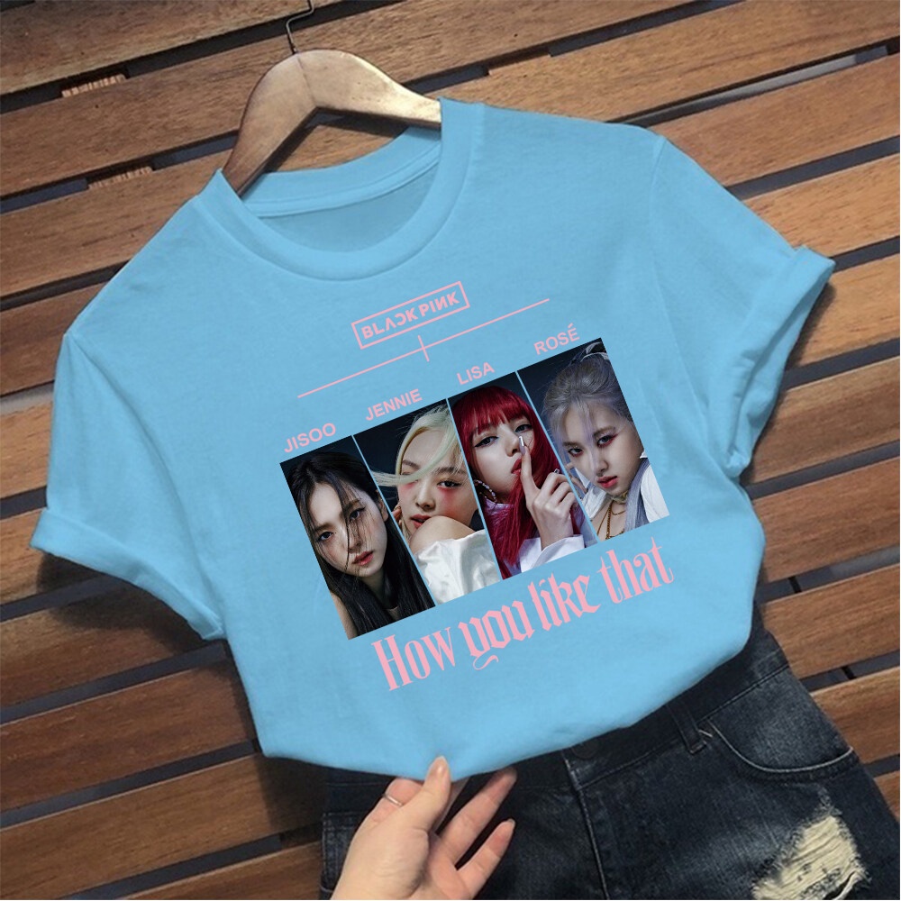 ราคาถูกblackpink-เสื้อยืดแขนสั้นพิมพ์ลาย-เสื้อลำลองทรงหลวมสำหรับฤดูร้อน-s-5xl