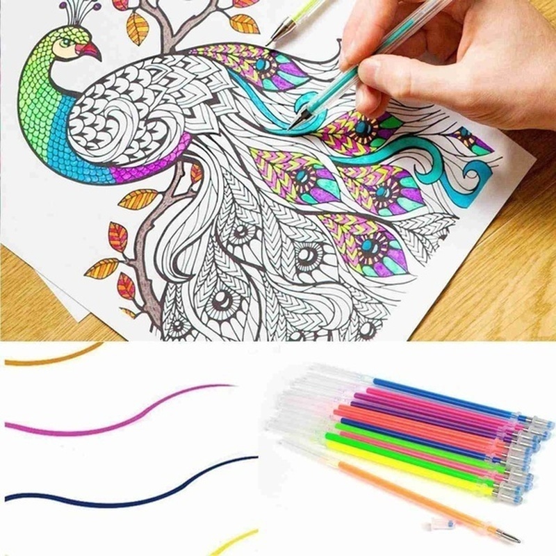 ปากกาเจลรีฟิล-ปากกากลิตเตอร์นีออน-48-ชิ้น-ชุด-สําหรับผู้ใหญ่-สมุดระบายสี-วารสาร-วาดภาพ-doodling-art-markers