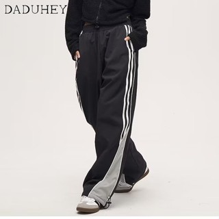 DaDuHey🔥 Mens Casual Pants Loose Straight Sweatpants Fashion Striped Ankle-Tied Sports Pants