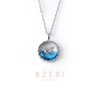 BZEBI สร้อยคอเงิน ทองคําขาว แฟชั่น เพชร จี้ปลาโลมา จี้สแตนเลส necklace ผู้หญิง สีเงิน เรขาคณิต กระดูกไหปลาร้า โซ่ ไม่ดําไม่ลอก สีทอง สําหรับผู้หญิง 874n