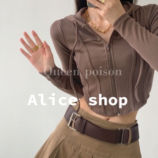 Alice  เสื้อคาร์ดิแกนแขนยาว เสื้อครอปเเขนยาว ใส่สบายๆ แฟชั่น  ทันสมัย ทันสมัย Stylish สไตล์เกาหลี A29J0IW 36Z230909