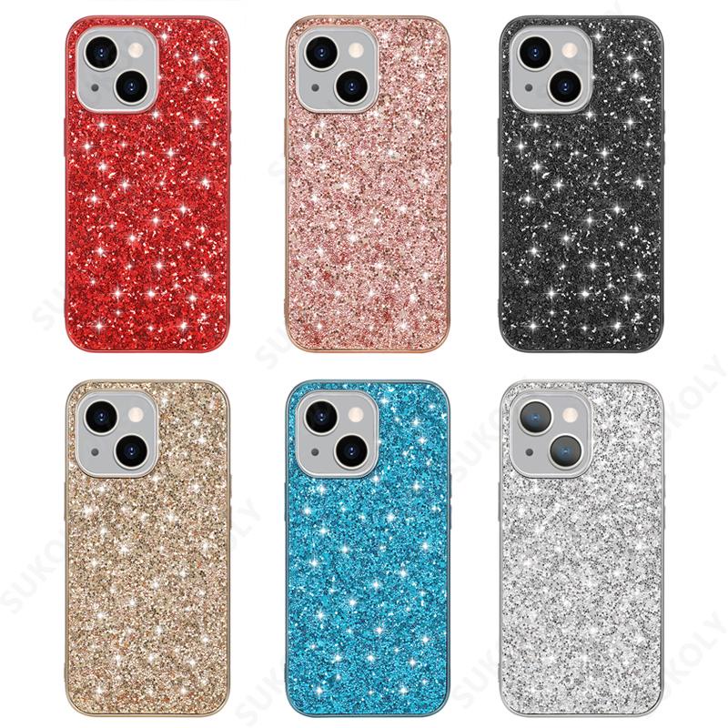 iphone-14-plus-13-pro-max-mini-14pro-13pro-13mini-14plus-14promax-13promax-glitter-shine-case-hard-plastic-panel-back-cover-anti-fall-protection-bling-mobie-phone-casing