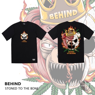 BEHIND เสื้อยืด “ STONED TO THE BONE “  แขนสั้น แนวสตรีท Oversize เสื้อยืดชาย หญิง_03