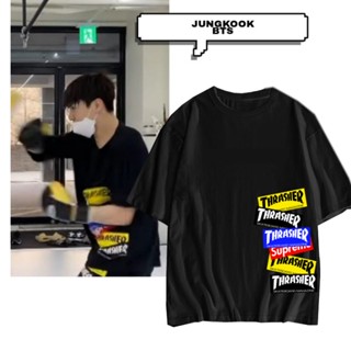  ใหม่เอี่ยมเสื้อเชิ้ต BTS Kpopt พร้อมโลโก้ Jungkook, เทรนด์ฤดูร้อนสไตล์เกาหลี, ฤดูใบไม้ผลิและสตรี