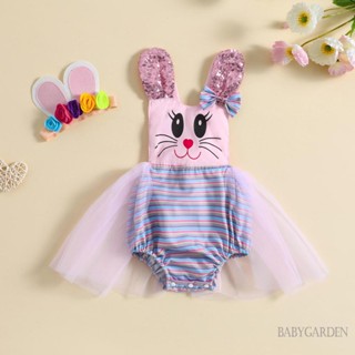 Babygarden-3-24 เดือน ชุดรอมเปอร์ แขนกุด พิมพ์ลายกระต่าย แต่งเลื่อม พร้อมที่คาดผม สําหรับเด็กผู้หญิง