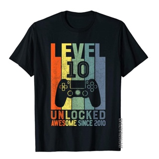 Level 10 Unlocked Awesome Since 2010 10 Birthday Gift T-Shirt Tees Fashion Fitness Cotton Mens T Shirt Street_03