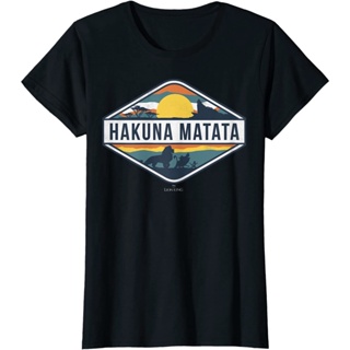 เสื้อยืดผ้าฝ้ายพรีเมี่ยม เสื้อยืด พิมพ์ลายโลโก้ Disney The Lion King Hakuna Matata Diamond_05