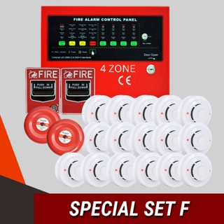 [รับประกัน 1 ปี] Asenware FCP 4 zone,  Alarm bell 6", Smoke detectorn, Manual pull