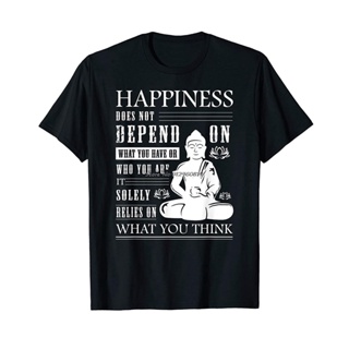 Buddha Quote Zen Buddhism Yoga Happiness T-Shirt Men Cotton O-neck Tshirt Hip Hop Tees Streetwear Harajuku_04