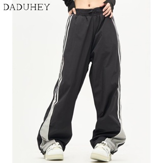 DaDuHey🔥 Mens and Womens Summer Thin Fashion High Waist Straight Casual Pants Stretch Comfort Table Ankle-Tied Black and Red Sports Pants