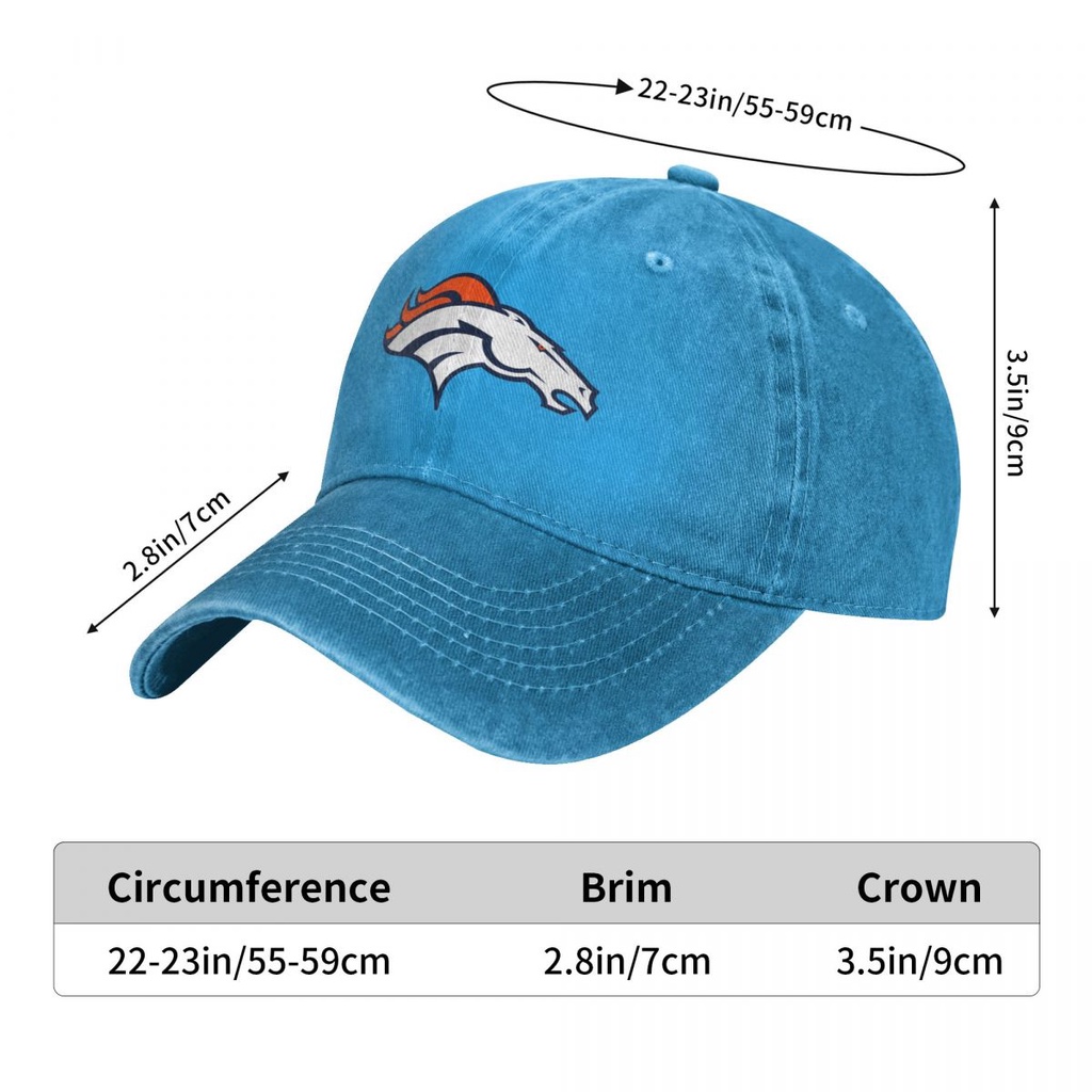 Denver Broncos โลโก้ NFL ผู้ใหญ่ล้างหมวกคาวบอยผ้าฝ้าย 100% โค้ง Brim ...