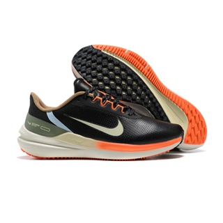 Nike zoom moon landing 9th generation leather running shoes black and orange 36-45
