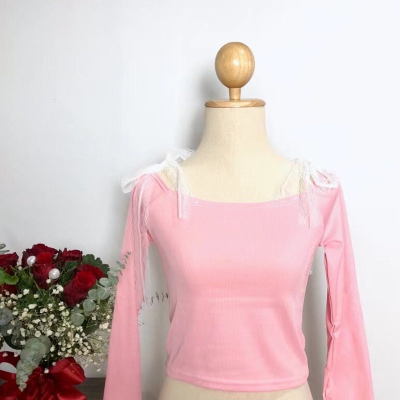 เสื้อยืดสายเดี่ยวเเขนยาว-เสื้อยืดเเขนยาวปาดไหล่