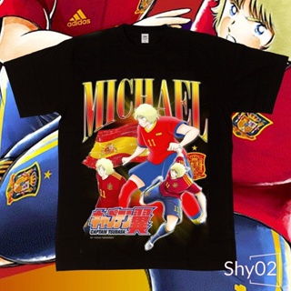  พร้อมส่ง  Shy-เสื้อยืดผช เสื้อยืด พิมพ์ลายการ์ตูน Michael Spain Captain Tsubasa World Cup Homage Series สําหรับผู้_04