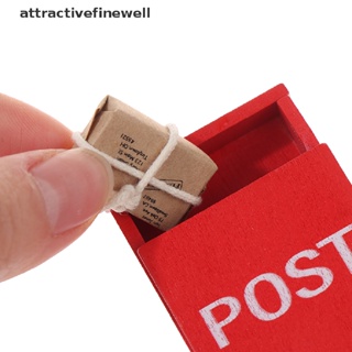 [attractivefinewell] กล่องจดหมาย โปสการ์ด จดหมาย ขนาดเล็ก 1:12 พร้อมกระสอบจดหมาย สําหรับตกแต่งบ้านตุ๊กตา สวน 1 ชุด