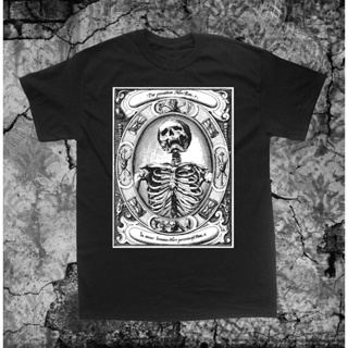 เสื้อยืดคอกลม ผ้าฝ้ายแท้ ทรงหลวม พิมพ์ลายโครงกระดูก Memento Mori Alexander Mair Remember Death Skull สําหรับผู้ชาย