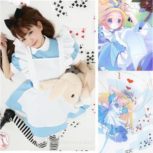 พร้อมส่ง-ชุดคอสเพลย์-ชุดแม่บ้าน-alice-in-wonderland-น่ารักมาก-สีฟ้าน้ํา-สําหรับผู้ใหญ่-เด็ก