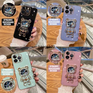 เคส Casing For Apple iPhone 13 14 Pro Max เคส iPhone 14 Plus Case iPhone 13 mini Case New quicksand astronaut stand mobile phone case โทรศัพท์มือถือ ลายนักบินอวกาศ มีทรายไหล สําหรับ