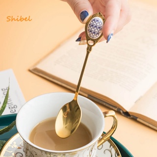 Shibel ช้อนคนกาแฟ เซรามิค สเตนเลส สีทอง อเนกประสงค์ สําหรับบ้าน ออฟฟิศ