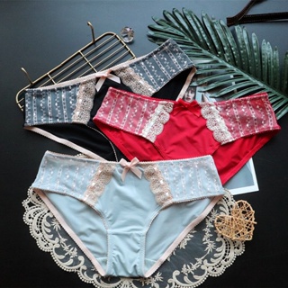 กางเกงชั้นใน ผ้าเรยอน เอวต่ํา ปักลายลูกไม้น่ารัก สไตล์ญี่ปุ่น เรโทร พลัสไซซ์ สําหรับผู้หญิง