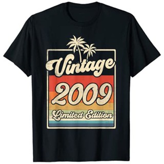 Cotton T-Shirt Vintage Born In 2009 Birthday Limited Edition Tee Tops 12 Year Old Clothing Customized Products_03