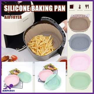 20ซม. ซิลิโคน Air Fryer Pan Reusable Airfryer หม้อตะกร้า Liner เตาอบไมโครเวฟย่างถาดทรงกลม Bakeware -AME1