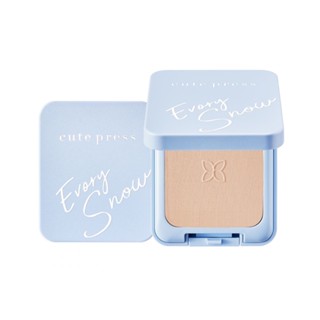 Cute Press (ตลับจริง) Evory Snow Whitening &amp; Oil Control Foundation Powder : คิวท์เพรส สโนว์ แป้งพัฟ beautybakery NP