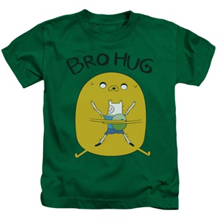 [S-5XL]เสื้อยืด พิมพ์ลายการ์ตูน Adventure Time Bro Hug สีเขียว สําหรับเด็ก