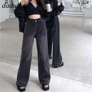 DaDulove💕 New Korean Version Raw Edge Jeans High Waist Loose WOMENS Wide Leg Pants plus Size Trousers