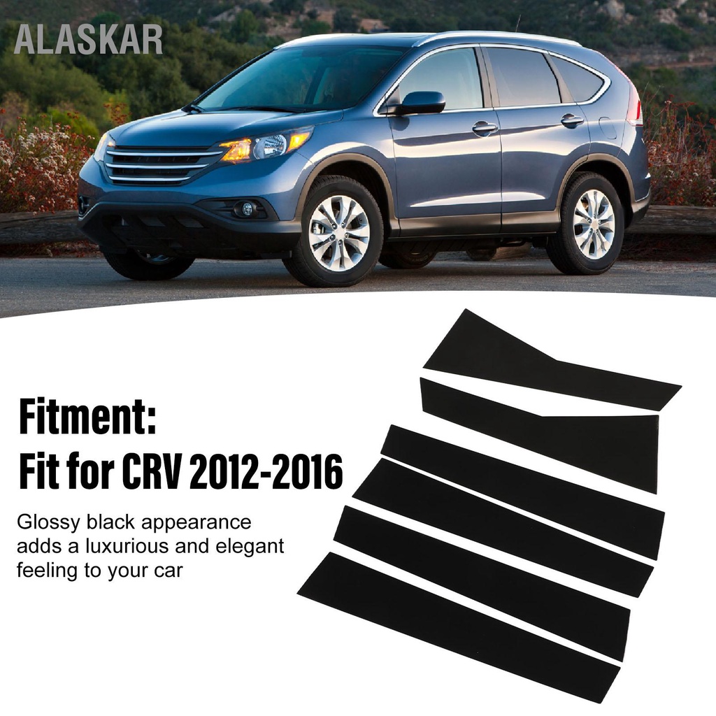 alaskar-6-ชิ้น-pillar-post-decal-trim-glossy-black-น้ำหนักเบา-posts-molding-cover-สำหรับ-crv-2012-2016