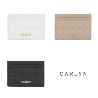 Carlyn - Quilting leather wallet (6 colors) / black ivory cowhide card mini white beige