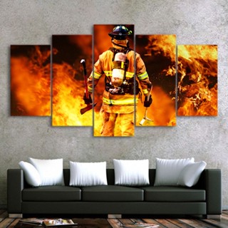 โปสเตอร์ภาพวาด Fireman In Fire สําหรับตกแต่งผนังบ้าน 5 ชิ้น