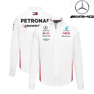 เสื้อโปโลแขนยาว ลายทีมแข่งขัน F1 Mercedes AMG Petronas F1 เหมาะกับฤดูร้อน สําหรับผู้ชาย และผู้หญิง 2023