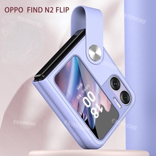 เคสโทรศัพท์มือถือหนังแข็ง ฝาพับ พร้อมช่องใส่บัตร และสายคล้องมือ บางพิเศษ สําหรับ Oppo Find N2 Find N2 FindN2 FindN2 Flip N2Flip OppoFindN2Flip 5G