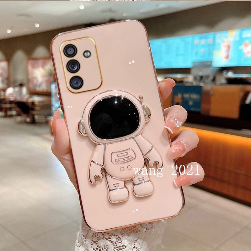 2023-new-casing-เคส-samsung-galaxy-a54-a34-a24-a14-lte-4g-5g-phone-case-fashion-cute-cartoon-astronaut-invisible-stand-electroplated-holder-soft-back-cover-เคสโทรศัพท