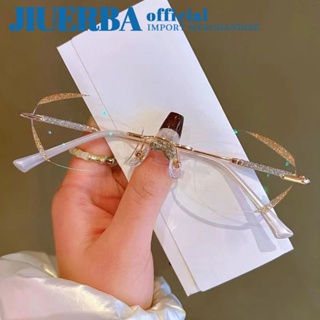 JIUERBA แว่นตาอ่านหนังสือ กรอบโลหะ ป้องกันรังสีอัลตร้าไลท์ แฟชั่นสไตล์เกาหลี สําหรับผู้หญิง