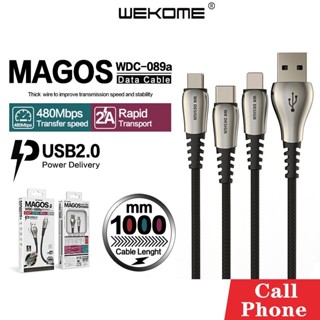 สายชาร์จโทรศัพท์ ชาร์จเร็ว WK รุ่น WDC-089 USB กระแสไฟ 2A สำหรับโทรศัพท์ รองรับสายชาร์จ Micro IPh TYPE-C