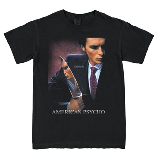 เสื้อผ้าผชใหม่ เสื้อยืดลําลอง แขนสั้น พิมพ์ลายภาพยนตร์ Rare American Psycho Movie 2000 VHS Christian Bale สไตล์วินเทจ สํ
