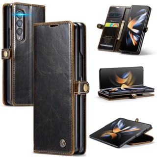 เคสโทรศัพท์มือถือหนัง ฝาพับ พร้อมช่องใส่บัตร สําหรับ Samsung Galaxy Z Fold 4 Fold 3 Zfold4 Fold4 Fold3 5G