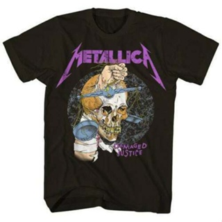 [S-5XL] เสื้อยืดลําลอง แขนสั้น คอกลม พิมพ์ลาย Metallica Heavy Metal Band Damaged Justice 88 Tour สไตล์คลาสสิก สีดํา สํา
