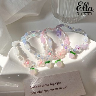 Ellastore123 สร้อยข้อมือลูกปัด รูปดอกไม้ สีไม่จางหาย ของขวัญวันเกิด สําหรับผู้หญิง