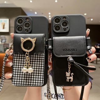 Compatible For Xiaomi Redmi Note 12 Pro+ 11 Pro 12S 11S 10S 10 5G 9S 10 9 8 7 Pro Redmi 12C 10C A2 A1 9A 9C 9T 10 9 8 เคสโทรศัพท์มือถือ โลหะ ลายแมว นกพันตัว พร้อมกระเป๋าใส่บัตร สําหรับ