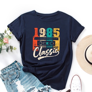 Vintage 1985 Classic Graphic T Shirt Women Harajuku Short Sleeve Tshirt Top Cotton Fashion T-shirt_03